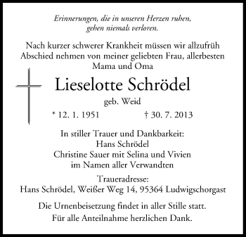 Anzeige von Lieselotte Schrödel von MGO
