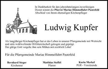 Anzeige von Ludwig Kupfer von MGO