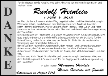 Anzeige von Rudolf Heinlein von MGO