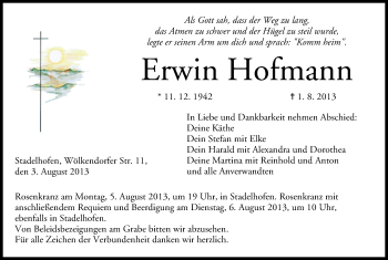 Anzeige von Erwin Hofmann von MGO