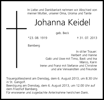 Anzeige von Johanna Keidel von MGO