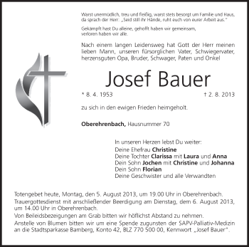 Anzeige von Josef Bauer von MGO