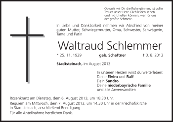 Anzeige von Waltraud Schlemmer von MGO
