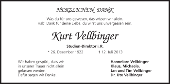 Anzeige von Kurt Vellbinger von MGO
