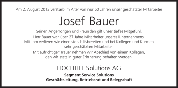 Anzeige von Josef Bauer von MGO