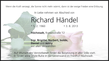 Anzeige von Richard Händel von MGO
