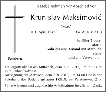Anzeige von Krunislav Maksimovic von MGO