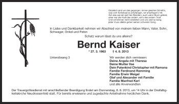 Anzeige von Bernd Kaiser von MGO