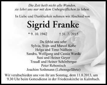 Anzeige von Sigrid Franke von MGO