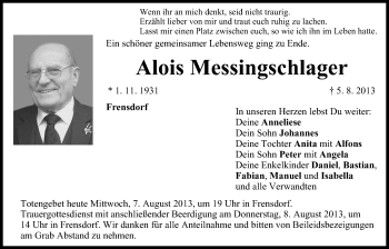 Anzeige von Alois Messingschlager von MGO