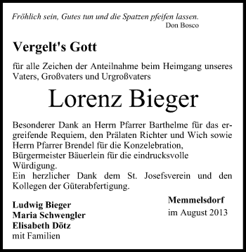 Anzeige von Lorenz Bieger von MGO