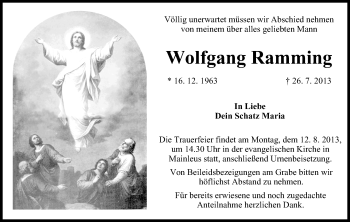 Anzeige von Wolfgang Ramming von MGO