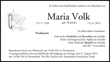 Anzeige von Maria Volk von MGO