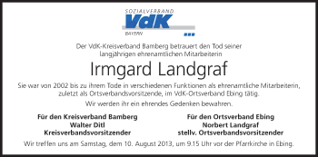 Anzeige von Irmgard Landgraf von MGO