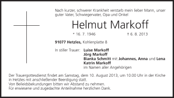 Anzeige von Helmut Markoff von MGO