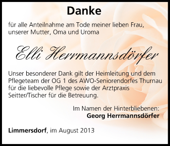 Anzeige von Elli Herrmannsdörfer von MGO