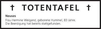 Anzeige von Totentafel vom 09.08.2013 von MGO