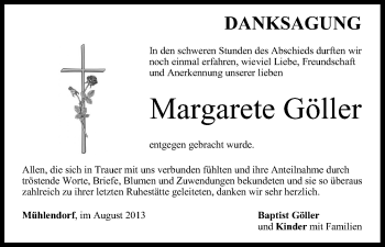 Anzeige von Margarete Göller von MGO