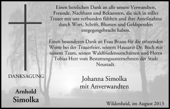 Anzeige von Arnhold Simolka von MGO