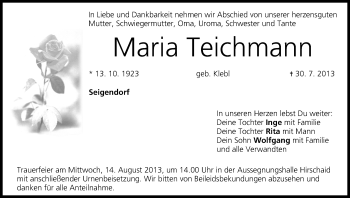 Anzeige von Maria Teichmann von MGO