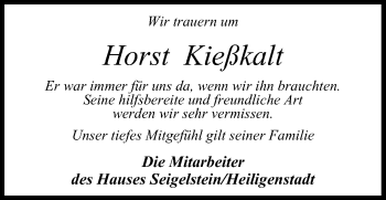 Anzeige von Horst Kießkalt von MGO