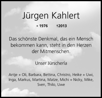 Anzeige von Jürgen Kahlert von MGO