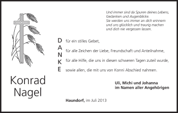 Anzeige von Konrad Nagel von MGO