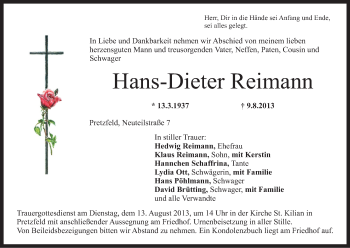Anzeige von Hans-Dieter Reimann von MGO