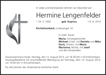 Anzeige von Hermine Lengenfelder von MGO