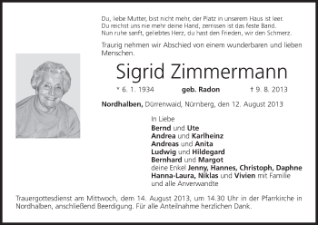 Anzeige von Sigrid Zimmermann von MGO