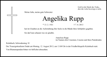 Anzeige von Angelika Rupp von MGO