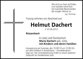 Anzeige von Helmut Dachert von MGO