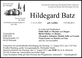 Anzeige von Hildegard Batz von MGO