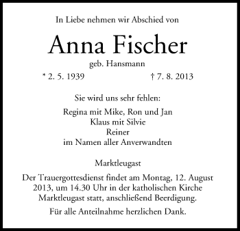 Anzeige von Anna Fischer von MGO
