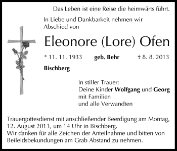 Anzeige von Eleonore Ofen von MGO
