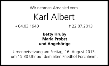 Anzeige von Karl Albert von MGO