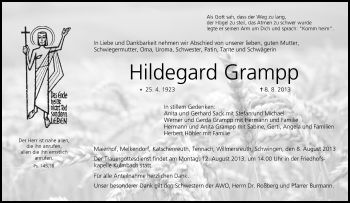 Anzeige von Hildegard Grampp von MGO