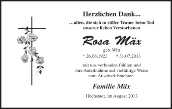 Anzeige von Rosa Mäx von MGO