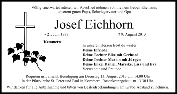 Anzeige von Josef Eichhorn von MGO