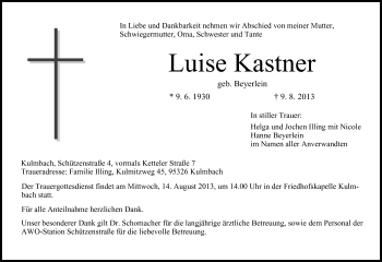 Anzeige von Luise Kastner von MGO