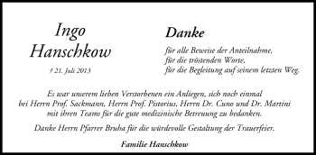 Anzeige von Ingo Hanschkow von MGO