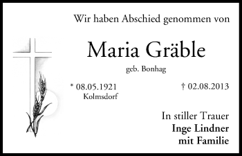 Anzeige von Maria Gräble von MGO
