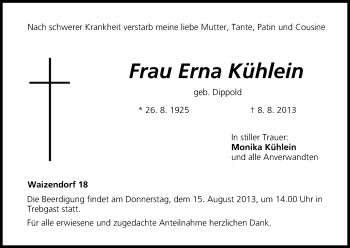 Anzeige von Erna Kühlein von MGO