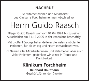 Anzeige von Guido Raasch von MGO