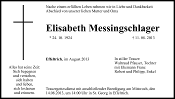 Anzeige von Elisabeth Messingschlager von MGO