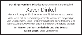 Anzeige von Xaver Dinkel von MGO