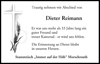 Anzeige von Hans-Dieter Reimann von MGO