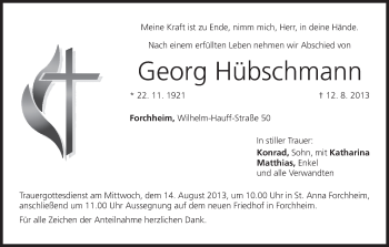 Anzeige von Georg Hübschmann von MGO