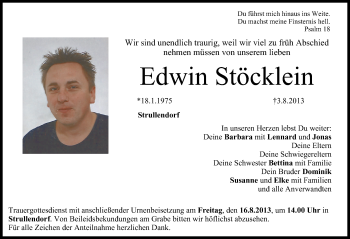 Anzeige von Edwin Stöcklein von MGO