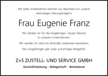 Anzeige von Eugenie Franz von MGO